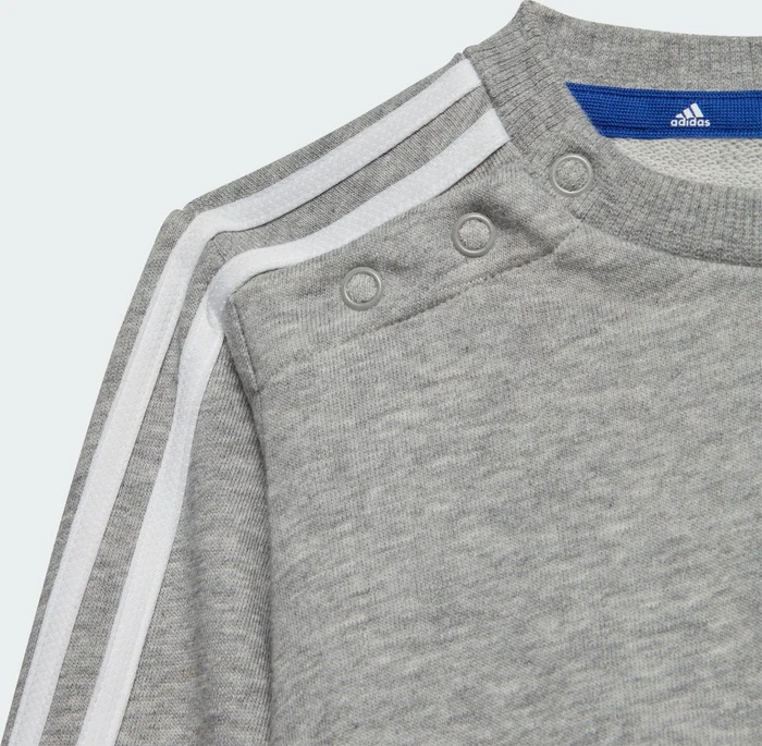 adidas Essentials 3-Streifen Trainingsanzug medium grey heather/white (Junior)