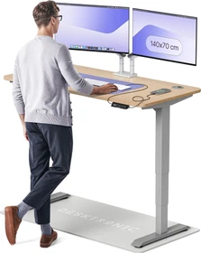 Desktronic HomePro Sitz-Steh-Schreibtisch 140x70cm Bambus/silber