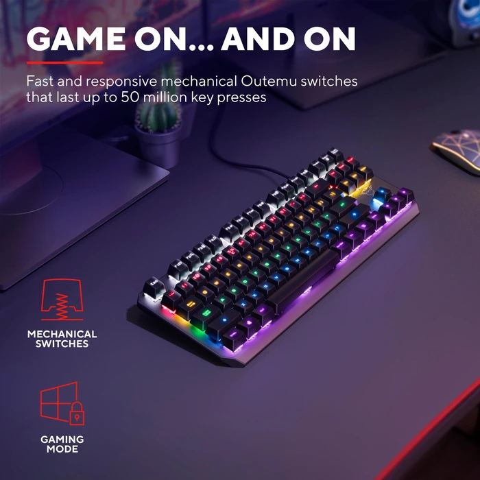 Trust Gaming GXT 834 Callaz TKL, LEDs RGB, Outemu Red, USB, DE