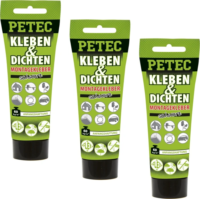 Petec Kleben&Dichten ecoline Montagekleber schwarz, 80ml