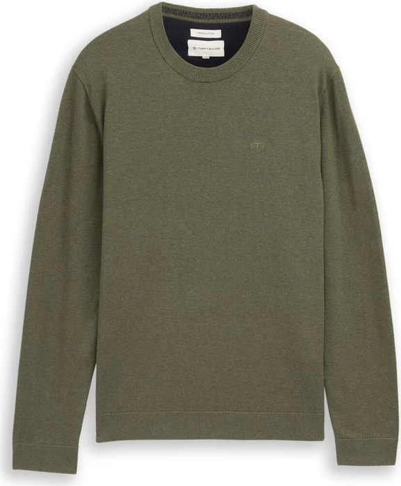 Tom Tailor Basic Baumwolle Strickpullover tea leaf melange (Herren)