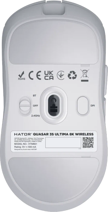 Hator Quasar 3S Ultima 8K Wireless Gaming Mouse weiß, USB/Bluetooth