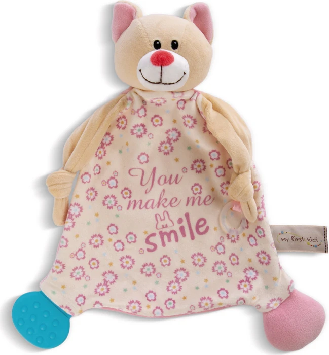 My First NICI Schmusetuch Katze mit Beißring und Schnullerbefestigung