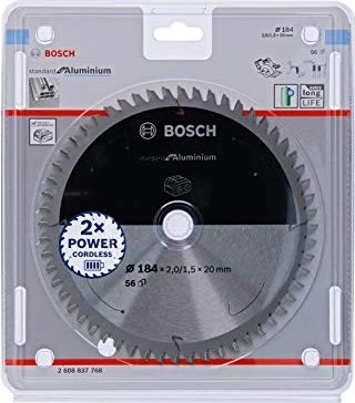 Bosch Professional Standard for Aluminium Kreissägeblatt 56Z, 184x1.5x20mm, 1 Stück