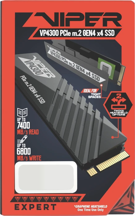 Patriot Viper VP4300 2TB, M.2 2280 / M-Key / PCIe 4.0 x4, Kühlkörper