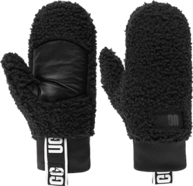 UGG UGGfluff Mitten With Logo Tape Handschuhe schwarz (Damen)