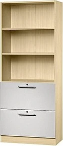Hammerbacher HR-Schrank 5OH V7300, Relinggriff, ahorn/silber, Aufbewahrungskombination