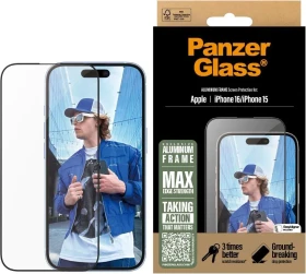 PanzerGlass Screen Protector Aluminum Frame Ultra-Wide Fit für Apple iPhone 16