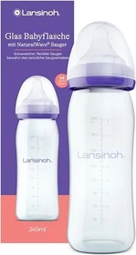 Lansinoh Weithalsflasche Glas mit NaturalWave Sauger Gr.M Trinkflasche, 240ml