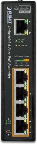 Planet Industrial Railmount Gigabit Switch, 5x RJ-45, 64W PoE++ PD