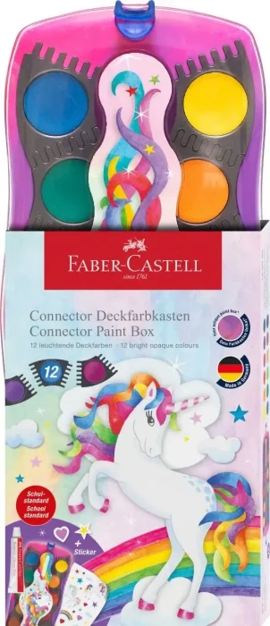 Faber-Castell Connector Farbkasten Einhorn, 12 Farben