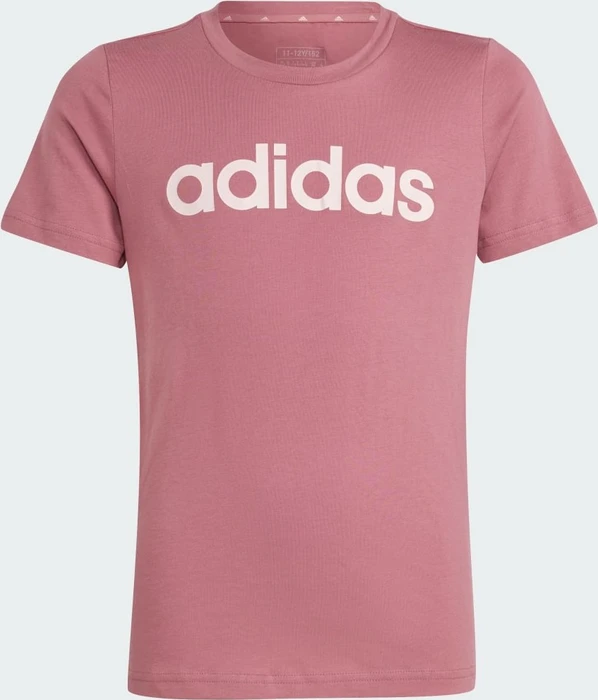adidas Essentials Linear Logo Cotton Slim Fit T-Shirt kurzarm preloved crimson/sandy pink (Junior)