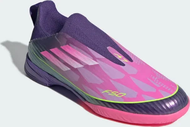 adidas F50 League Laceless IN purple/cloud white/lucid lemon (Junior)