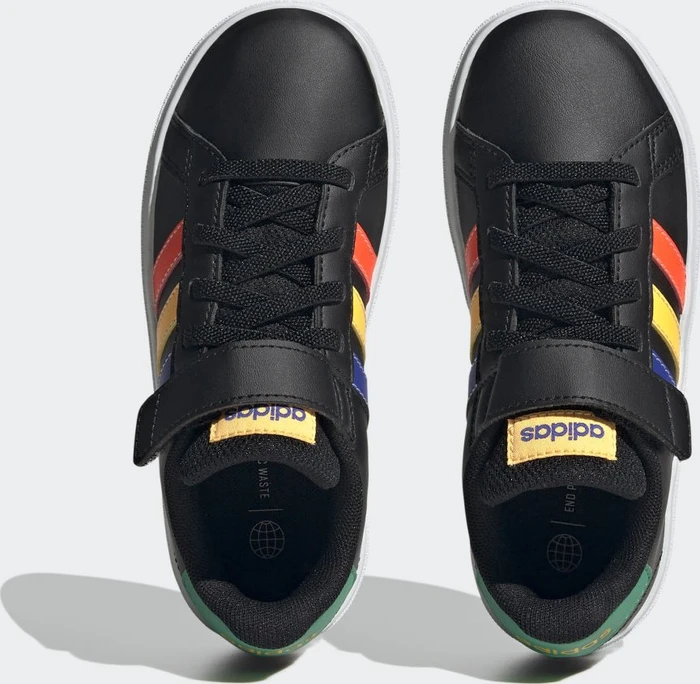 adidas Grand Court Court Elastic Lace and Top Strap core black/lucid blue/court green (Junior)