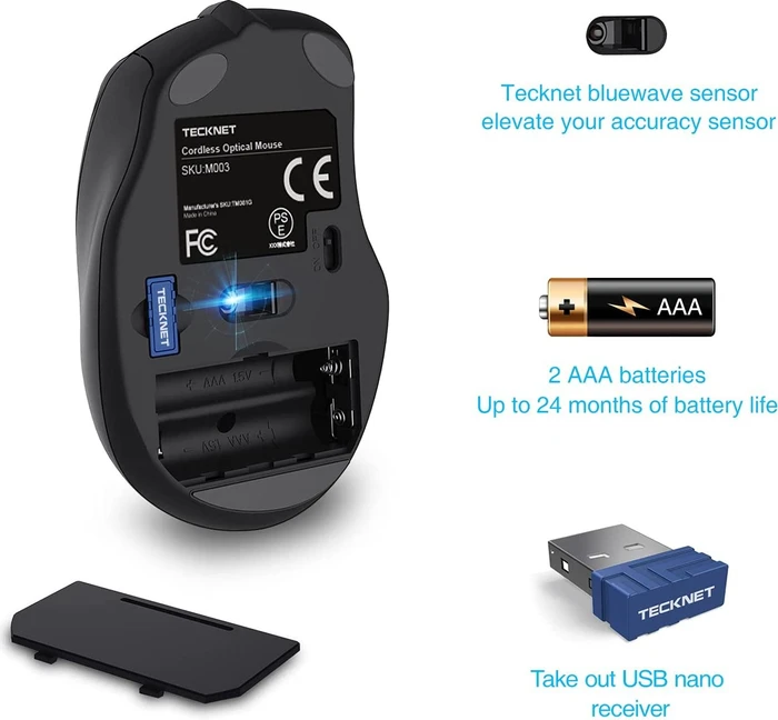 TeckNet Pro 2.4G Wireless, grau, USB