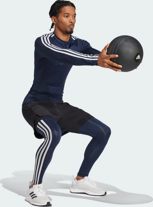 adidas Techfit Compression Training 3-Streifen Kompressionsshirt langarm legend ink (Herren)