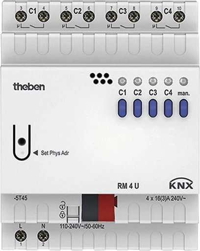 Theben RM 4 U KNX 4-fach, 16A, 4TE REG, Schaltaktor