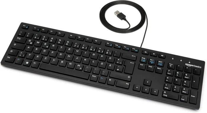 AmazonBasics flache Tastatur, USB, DE