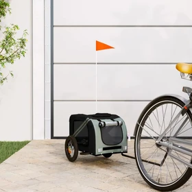 vidaXL Hunde 124x53cm Fahrradanhänger grau/schwarz