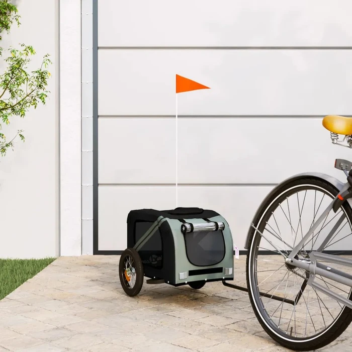 vidaXL Hunde 124x53cm Fahrradanhänger grau/schwarz