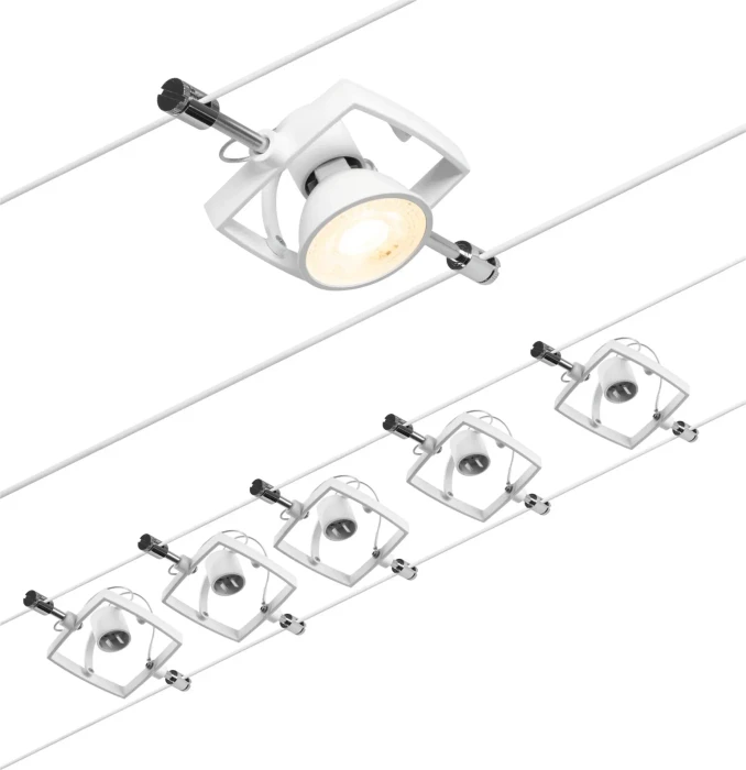 Paulmann CorDuo Mac II Basisset Seilsystem Spot GU5.3 weiß, 5 Stück