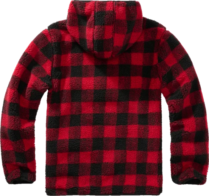 Brandit Teddyfleece Worker Hoodie red/black checkered (Herren)