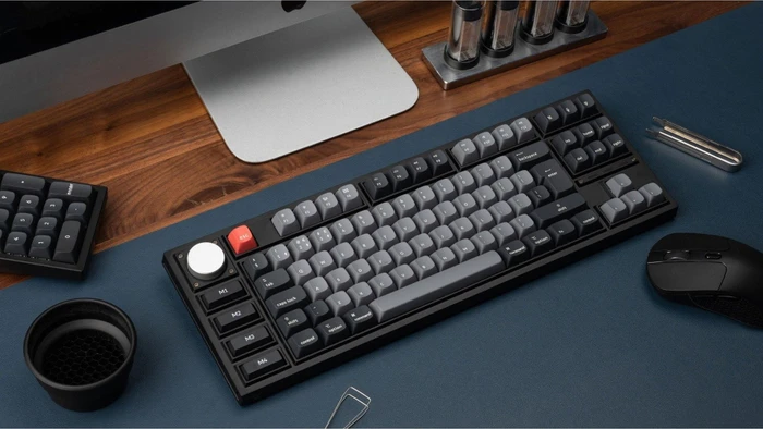 Keychron Q3 Pro SE, schwarz/blaugrau, LEDs RGB, hot-swap, Keychron K Pro BANANA, USB/Bluetooth, DE