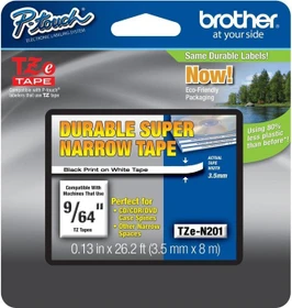 Brother TZe-N201 Beschriftungsband, 3.5mm, schwarz/weiß