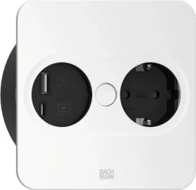 Bachmann Twist 2, 1-fach, 1x USB-Charger A/C, eckig, 2m, weiß