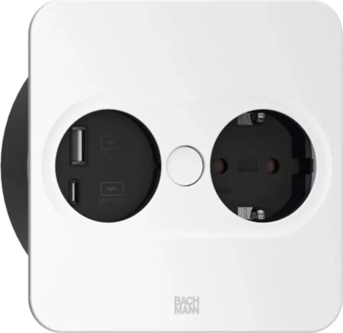 Bachmann Twist 2, 1-fach, 1x USB-Charger A/C, eckig, 2m, weiß