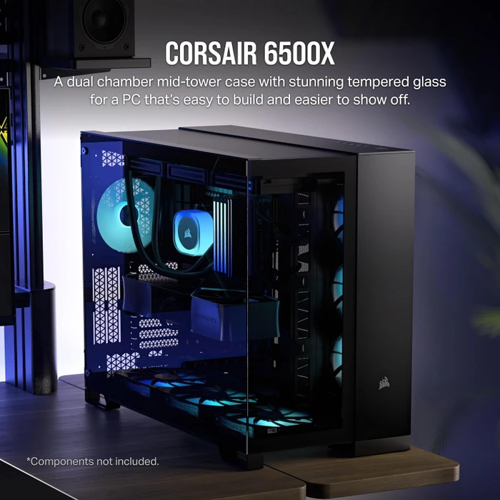 Corsair 6500X, schwarz, Glasfenster