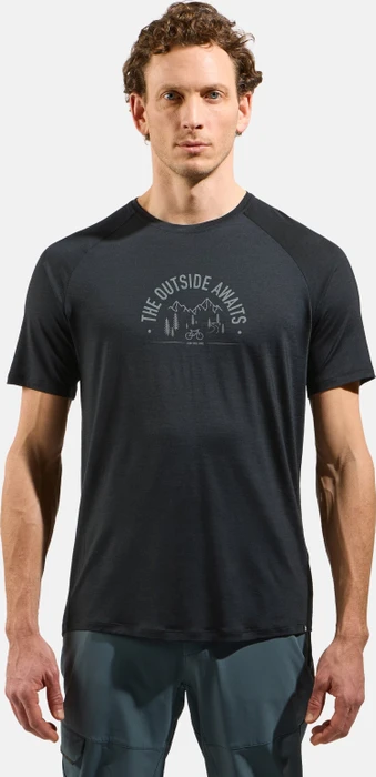Odlo Ride 365 Performance Wool 130 Funktionsshirt kurzarm black melange (Herren)