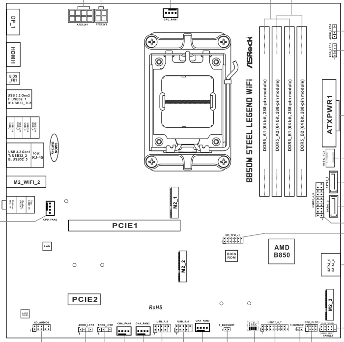 ASRock B850M Steel Legend WiFi (AMD AM5)