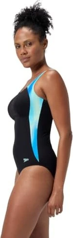 Speedo LunaLustre Badeanzug schwarz/türkis (Damen)