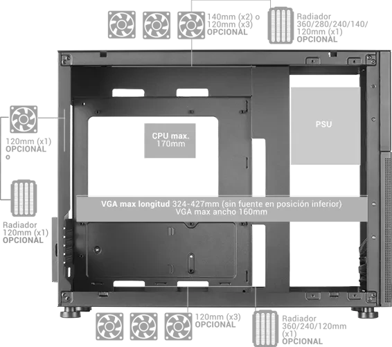 Mars Gaming MC-LCD Black, Glasfenster