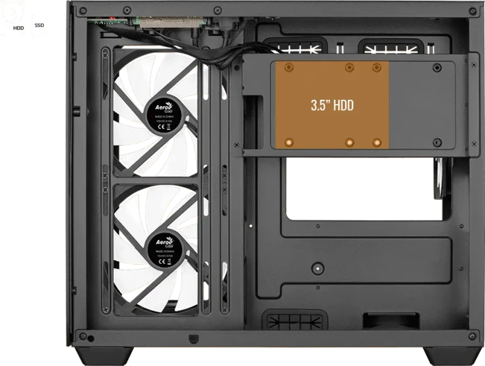 AeroCool Dryft Mini [V1], Lüfter LED Fixed RGB, Glasfenster