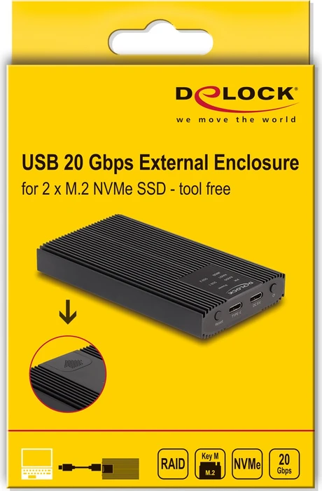 DeLOCK 2x M.2 SSD, USB-C 3.2