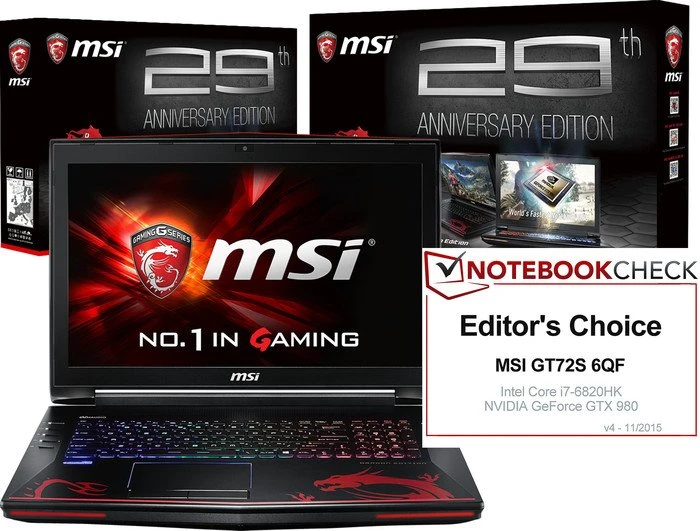 MSI GT72S 6QF32SR45BWR Dominator Pro G 29th Anniversary Edition, Core i7-6820HK, 32GB RAM, 512GB SSD, 1TB HDD, GeForce GTX 980, DE