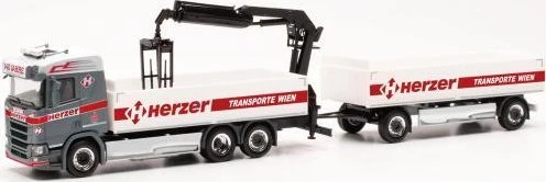 Herpa Scania CR 20 ND Baustoff-Hängerzug Herzer Österreich/Wien