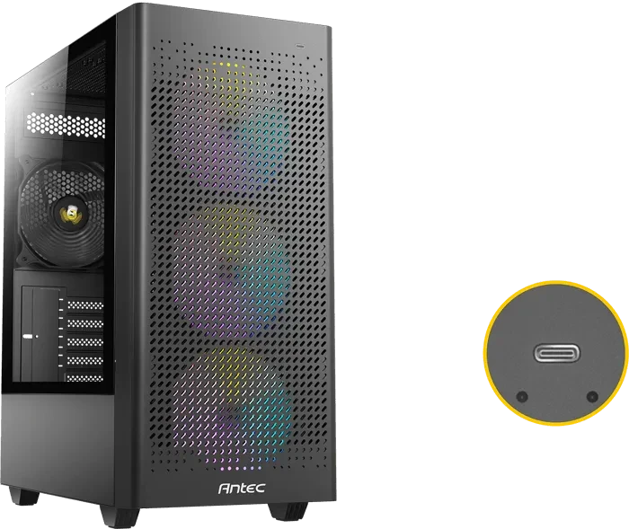 Antec NX500M ARGB, schwarz, Glasfenster