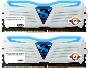 GeIL Super Luce AMD Edition weiß LED blau UDIMM 32GB Kit, DDR4-2400, CL16-16-16-36