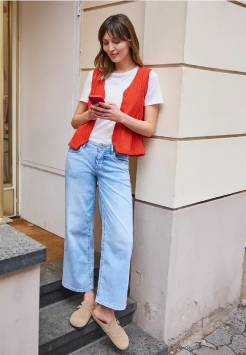 Street One Studio V-Neck und Knopfleiste Weste torch red (Damen)