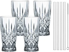 Nachtmann Noblesse Latte Macchiato Gläser-Set inkl. Glastrinkhalme, 9-tlg.