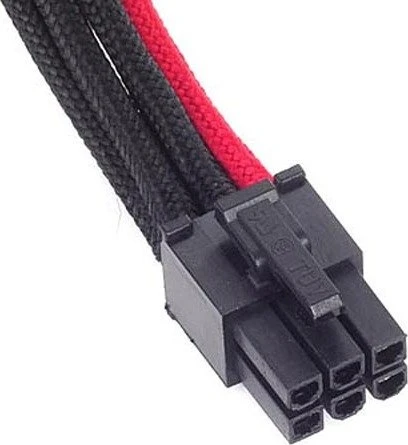 SilverStone PP07-IDE6BR, 6-Pin PCIe Verlängerung 250mm, sleeved schwarz/rot