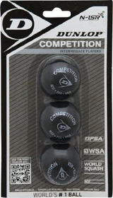 Dunlop Competition Squashbälle langsam, 3 Stück