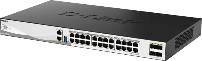 D-Link DXS-3130 Rackmount 10G Managed Stacking Switch, 24x RJ-45, 4x SFP28, 790W PoE++