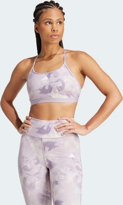 adidas Aeroreact Training Essentials Light Support Tie-Dye Flower-Print Sport-BH (Damen)