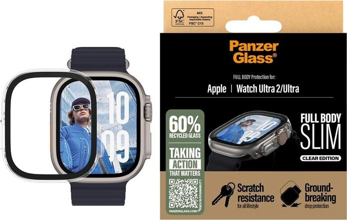PanzerGlass Screen Protector Snappie Full Body Slim für Apple Watch (49mm) transparent
