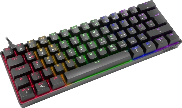 Speedlink Atmos RGB Regenbogen 60% Gaming Keyboard, schwarz, LEDs RGB, Jixian BROWN, USB, DE