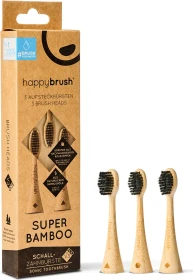 HappyBrush Schall Vibe 3 Ersatzbürste Bambus, 3 Stück